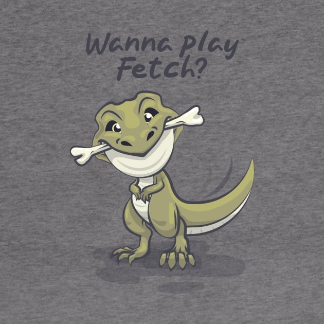 Wanna Play Fetch? Cute T-Rex Dinosaur by Wolfkin Design